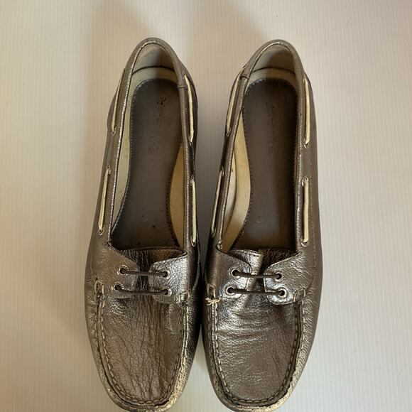 Sperry Top-Sider Metallic Bronze Leather Loafers Women’s 9.5M Boat Shoes Comfort - Picture 9 of 13